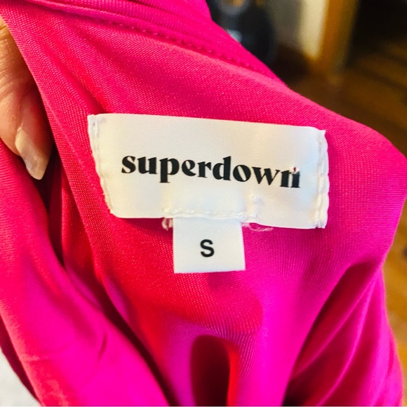 Revolve / Superdown - Mallory Hot Pink High Neck Bodycon Midi Dress - Size Small - Picture 6 of 7